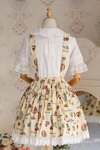 Sweet Lolita JSK - Mechanical Balloon, 2 Colors, Bow Detail, Lace Trim, Printed - additional product view 8