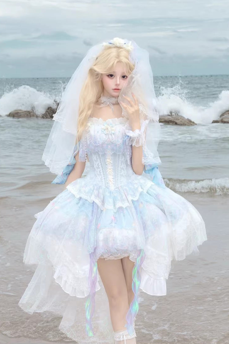 Sweet Lolita JSK - Mermaid’s Tears, Blue, Printed - Lolita Coordinate Dress - additional product view 2