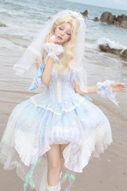 Sweet Lolita JSK - Mermaid’s Tears, Blue, Printed - Lolita Coordinate Dress - additional product view 3
