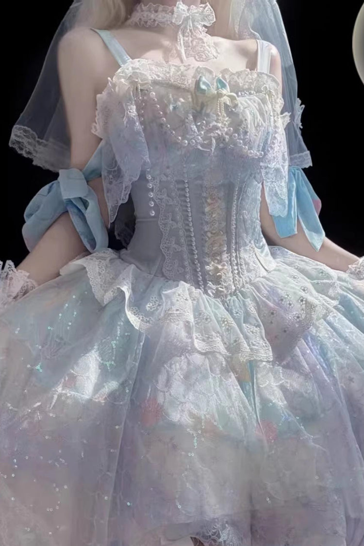 Sweet Lolita JSK - Mermaid’s Tears, Blue, Printed - Lolita Coordinate Dress - additional product view 7