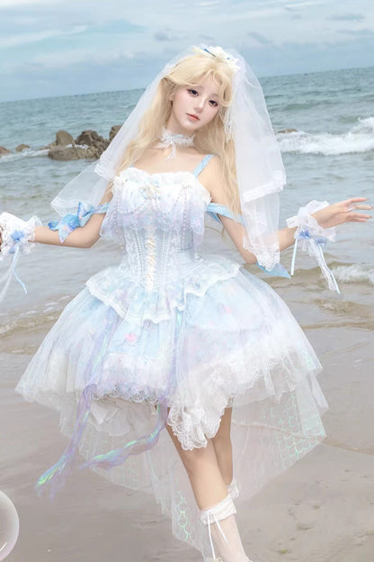Sweet Lolita JSK - Mermaid’s Tears, Blue, Printed - Lolita Coordinate Dress - main product image