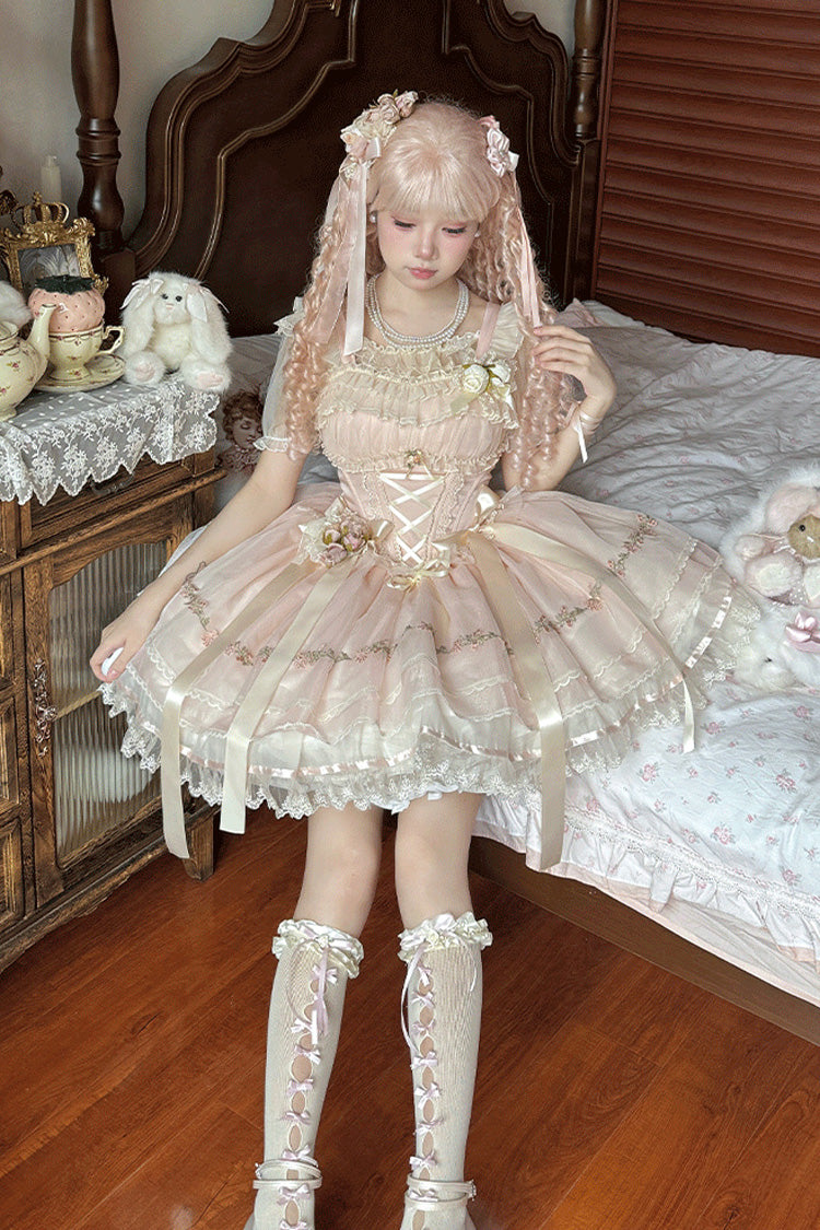 Sweet Lolita JSK - Mist Champagne, 3 Colors, Ruffled, Layered, Ballet-Inspired Style - additional product view 2