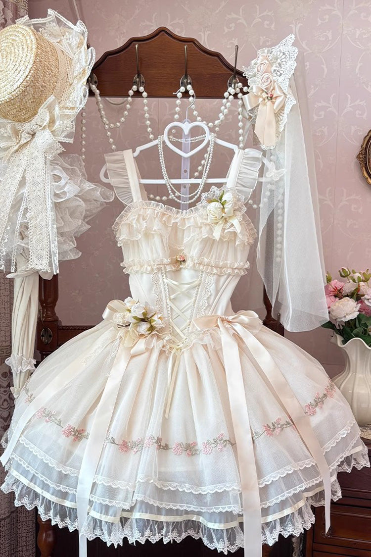 Sweet Lolita JSK - Mist Champagne, 3 Colors, Ruffled, Layered, Ballet-Inspired Style - additional product view 3