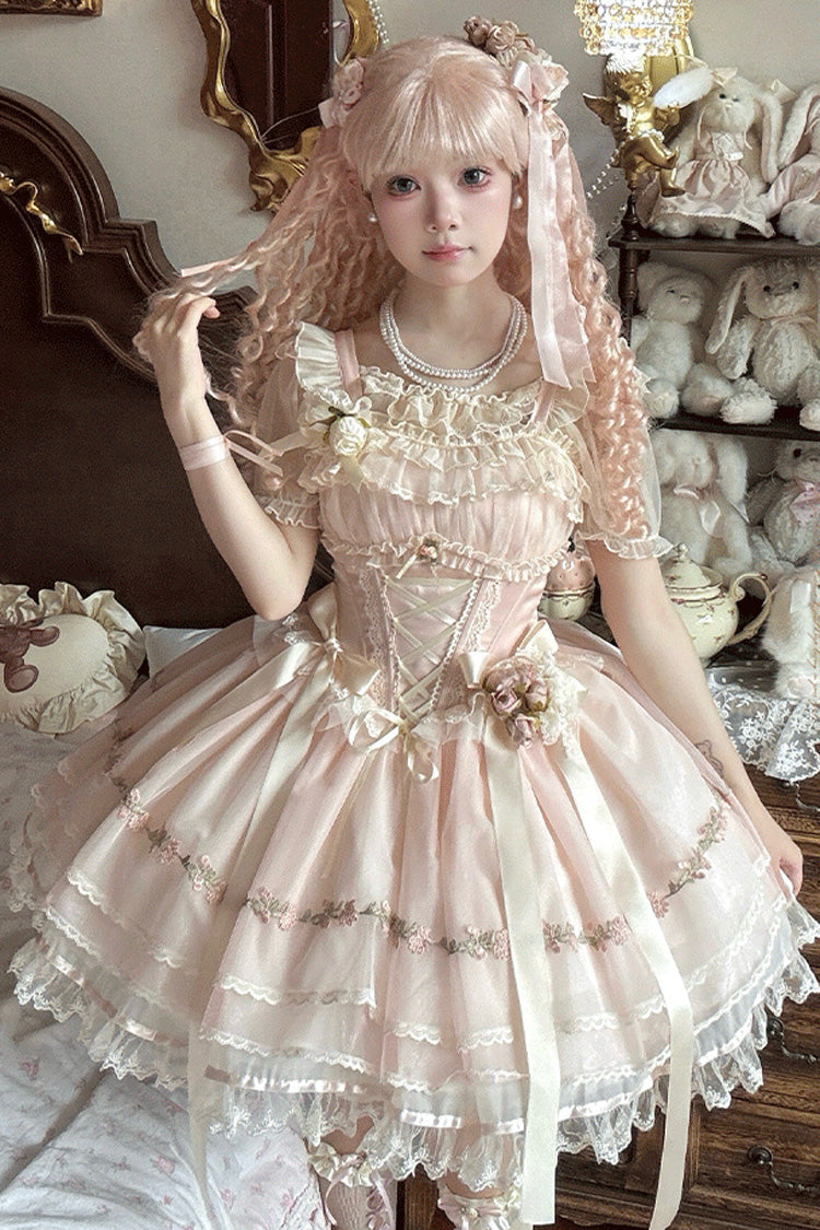 Sweet Lolita JSK - Mist Champagne, 3 Colors, Ruffled, Layered, Ballet-Inspired Style - additional product view 4