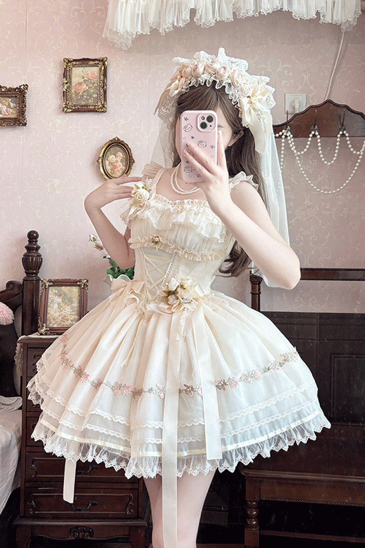 Sweet Lolita JSK - Mist Champagne, 3 Colors, Ruffled, Layered, Ballet-Inspired Style - additional product view 6