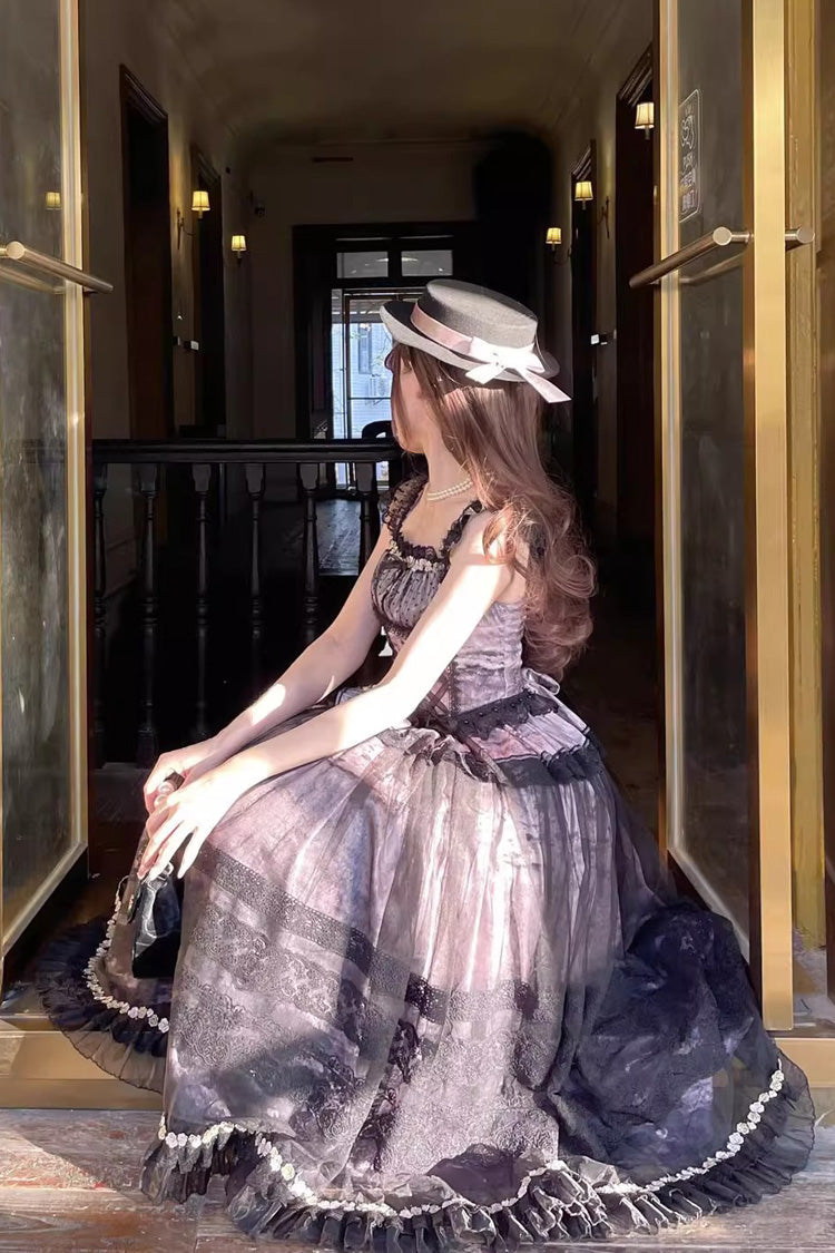 Sweet Lolita JSK - Mist-shrouded Vineyard, 2 Colors, Bow Detail, Lace Trim, Ruffled - additional product view 4