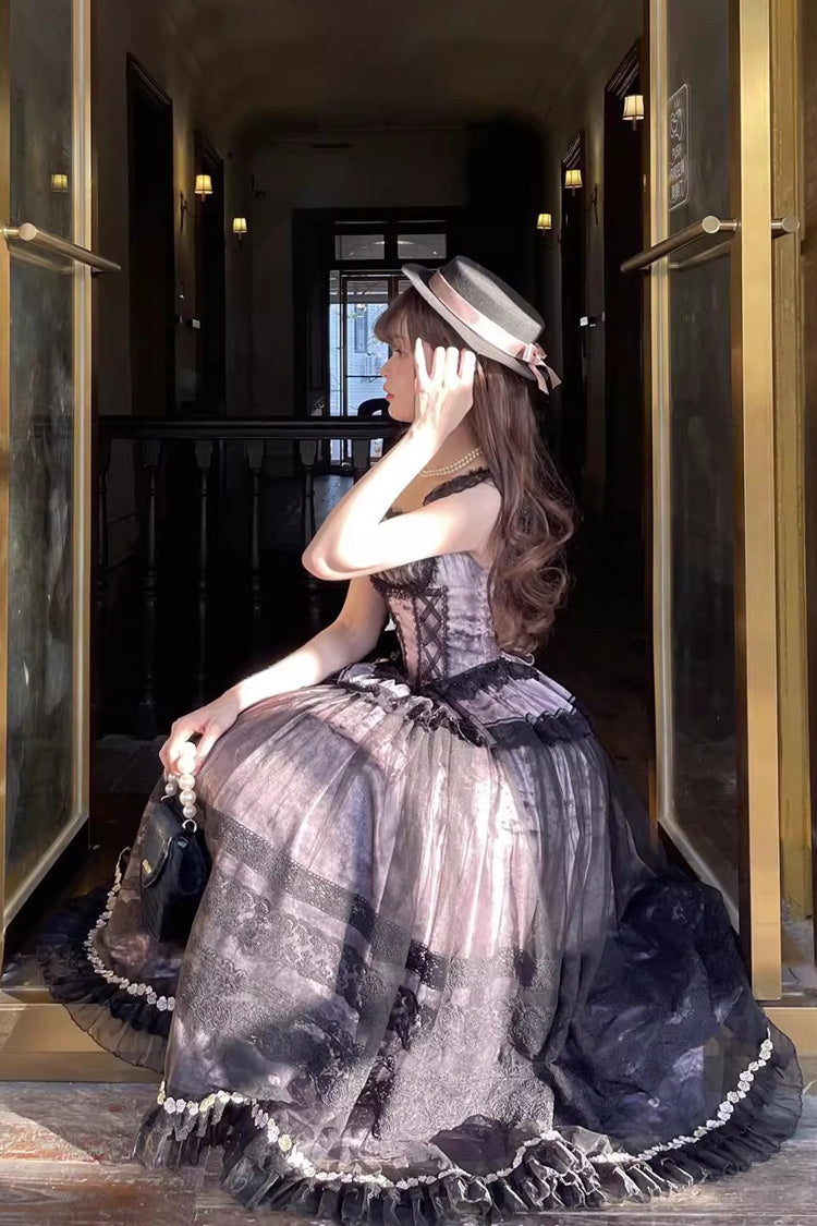 Sweet Lolita JSK - Mist-shrouded Vineyard, 2 Colors, Bow Detail, Lace Trim, Ruffled - additional product view 5