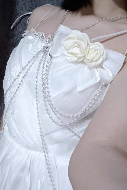 Sweet Lolita JSK - Moonlight Chiffon Backless, White, Bow Detail - additional product view 4