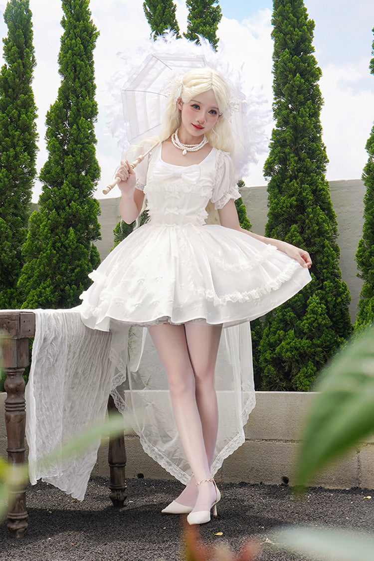 Sweet Lolita JSK - Moonlight Symphony Cardigan, 2 Colors, Bow Detail - S White / M White / L White option