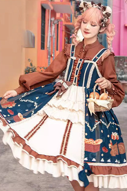 Sweet Lolita JSK - Multi-color Christmas Far Away, Multi-Color, Bow Detail, Ruffled - additional product view 3