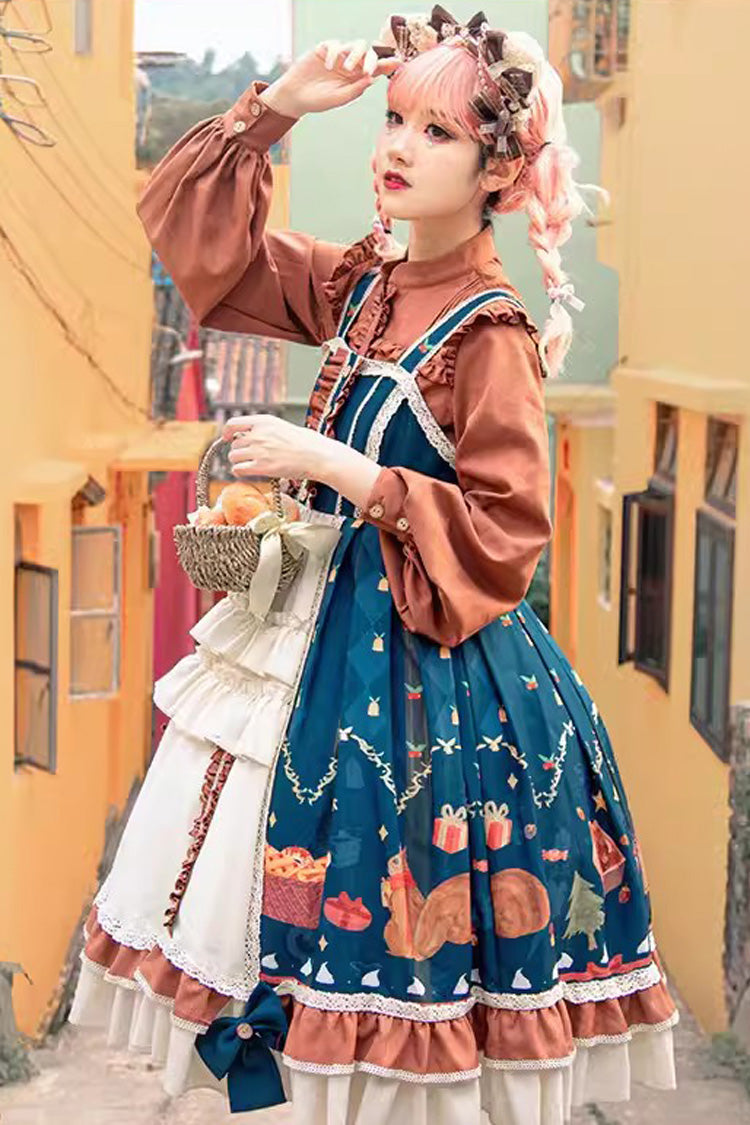 Sweet Lolita JSK - Multi-color Christmas Far Away, Multi-Color, Bow Detail, Ruffled - additional product view 4