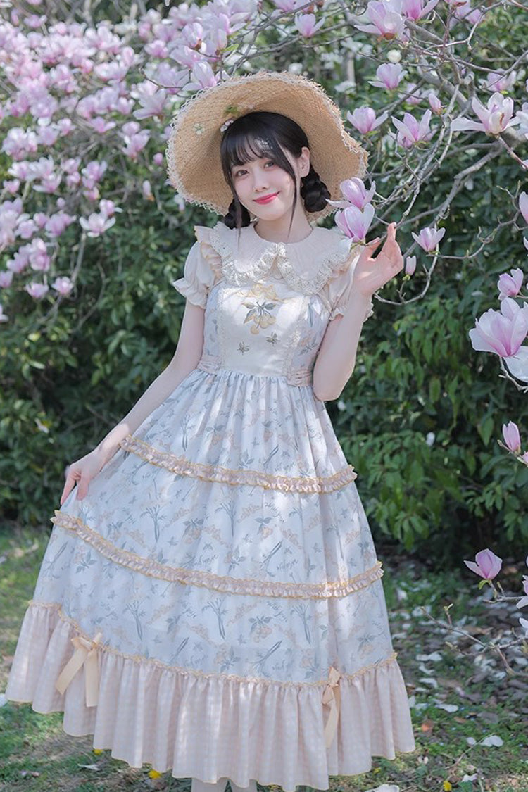 Sweet Lolita JSK - Multi-color Midsummer Print, Multi-Color, Embroidered, Ruffled, Printed - additional product view 3