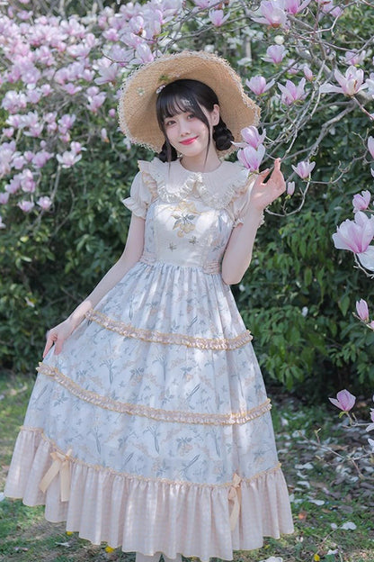 Sweet Lolita JSK - Multi-color Midsummer Print, Multi-Color, Embroidered, Ruffled, Printed - additional product view 3