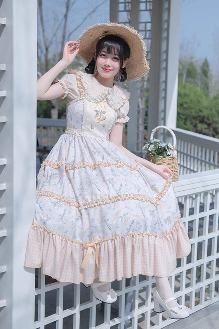 Sweet Lolita JSK - Multi-color Midsummer Print, Multi-Color, Embroidered, Ruffled, Printed - additional product view 4