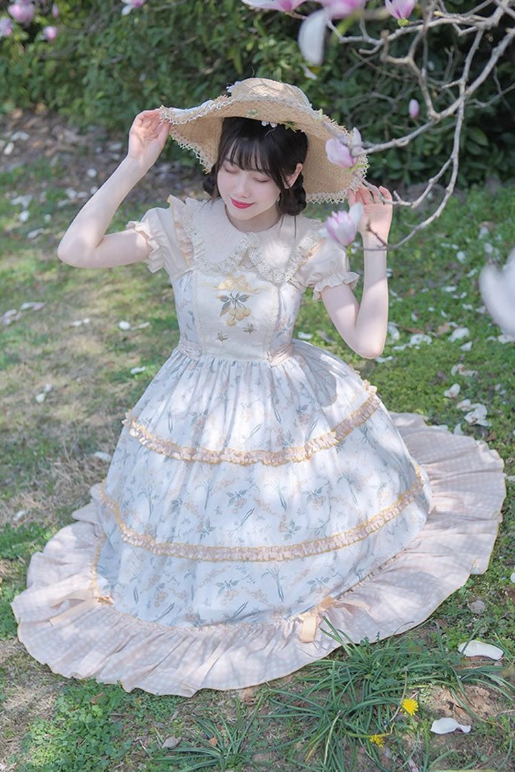 Sweet Lolita JSK - Multi-color Midsummer Print, Multi-Color, Embroidered, Ruffled, Printed - additional product view 6