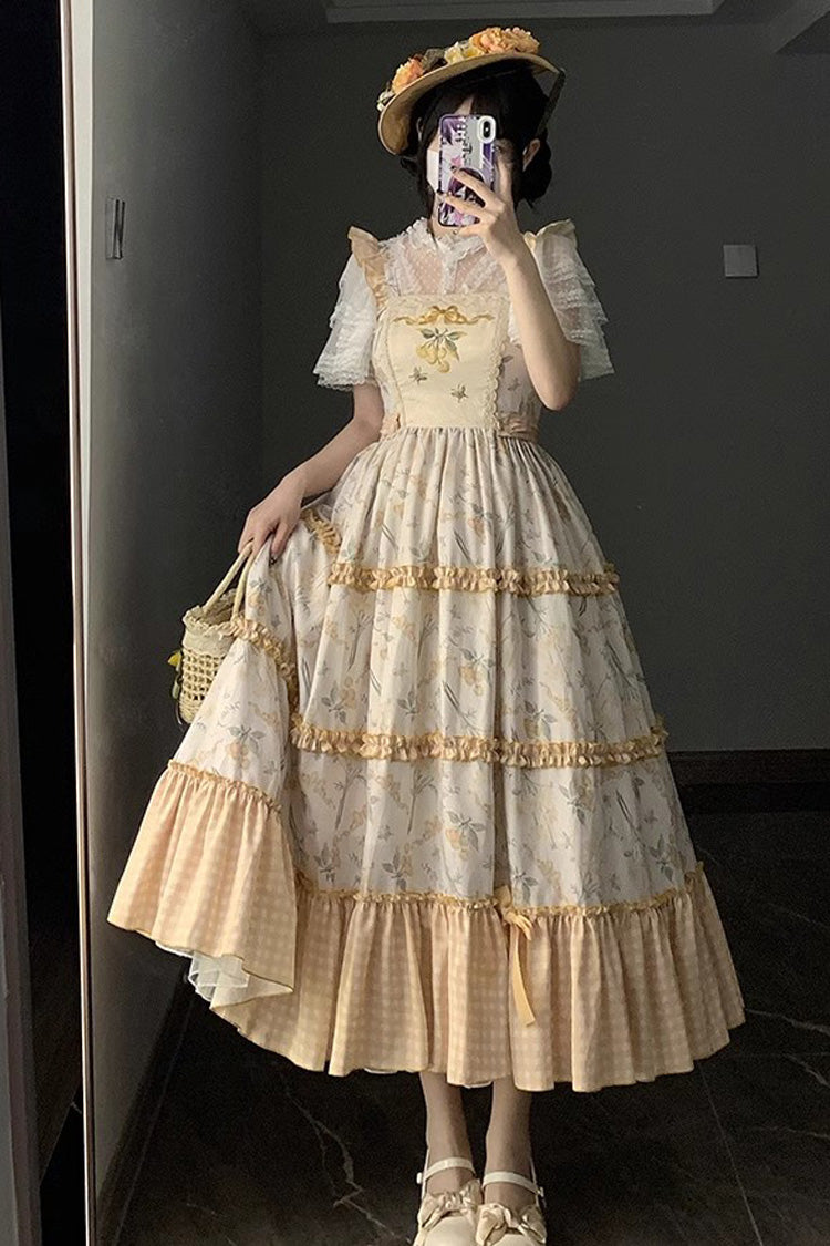 Sweet Lolita JSK - Multi-color Midsummer Print, Multi-Color, Embroidered, Ruffled, Printed - additional product view 11