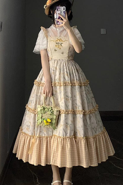 Sweet Lolita JSK - Multi-color Midsummer Print, Multi-Color, Embroidered, Ruffled, Printed - additional product view 12