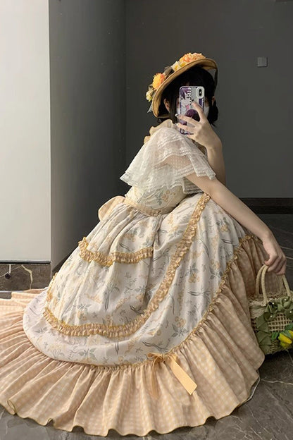 Sweet Lolita JSK - Multi-color Midsummer Print, Multi-Color, Embroidered, Ruffled, Printed - additional product view 13
