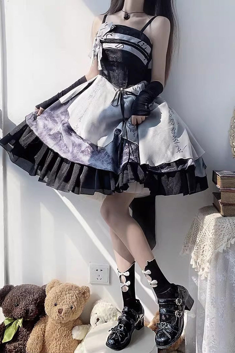 Sweet Lolita JSK - Multi-color Multi-layer Chinese, Multi-Color, Ruffled, Printed - additional product view 6