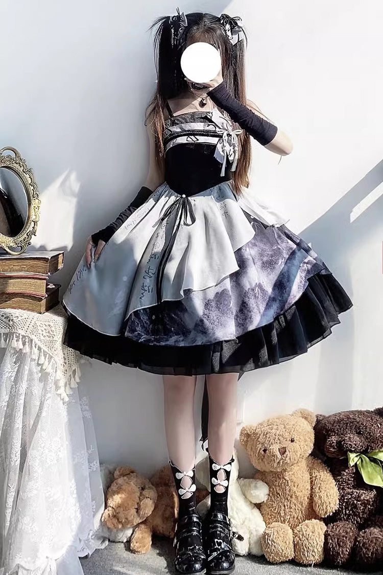 Sweet Lolita JSK - Multi-color Multi-layer Chinese, Multi-Color, Ruffled, Printed - main product image