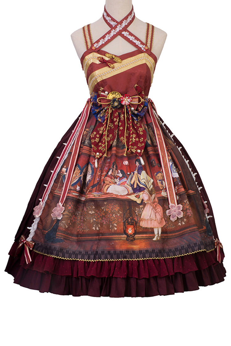 Sweet Lolita JSK - Multi-color Nightmare Print, Multi-Color, Detachable Detail, Lace-Up - additional product view 4