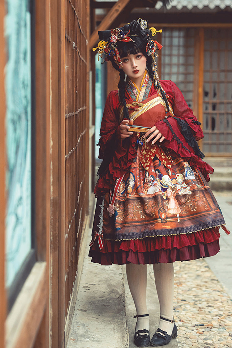 Sweet Lolita JSK - Multi-color Nightmare Print, Multi-Color, Detachable Detail, Lace-Up - additional product view 7