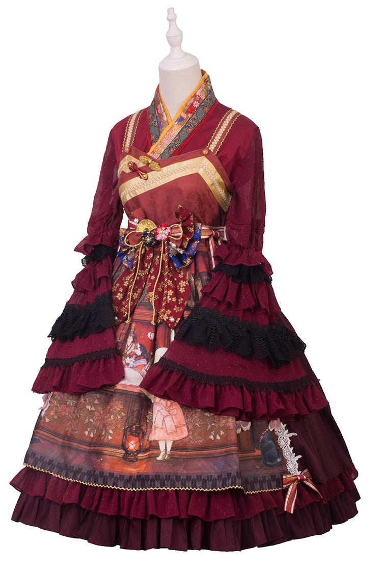 Sweet Lolita JSK - Multi-color Nightmare Print, Multi-Color, Detachable Detail, Lace-Up - additional product view 9