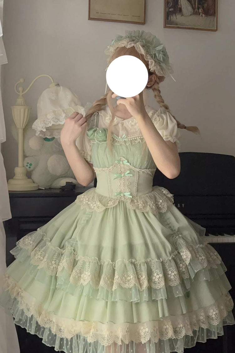 Sweet Lolita JSK - Multi-layer Annie's Tea Party, Green, Ruffled - additional product view 2