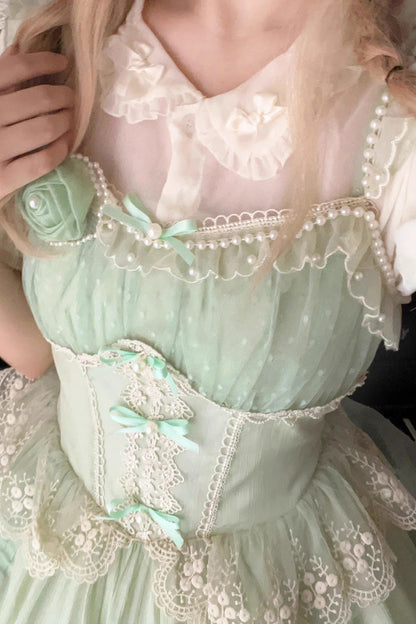 Sweet Lolita JSK - Multi-layer Annie's Tea Party, Green, Ruffled - additional product view 4
