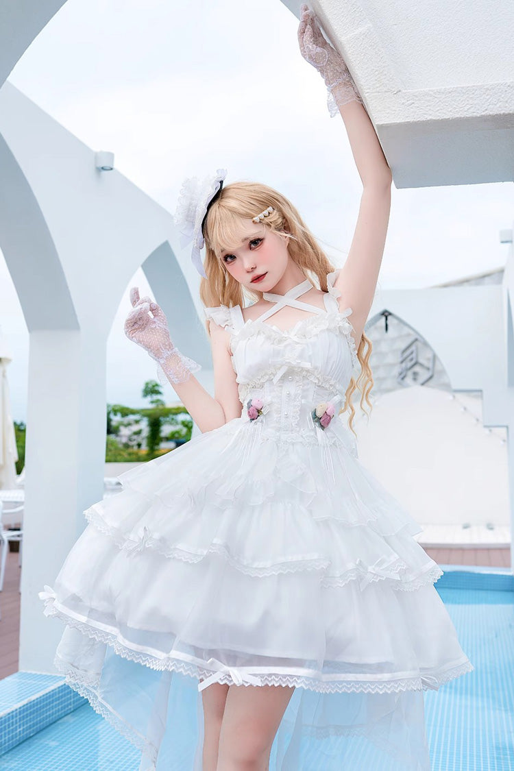 Sweet Lolita JSK - Multi-layer Hanayome, White - Kawaii Layering Dress - additional product view 3