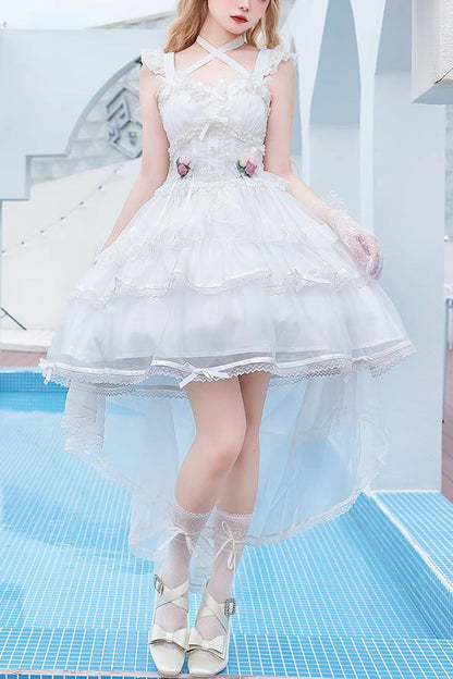 Sweet Lolita JSK - Multi-layer Hanayome, White - Kawaii Layering Dress - main product image