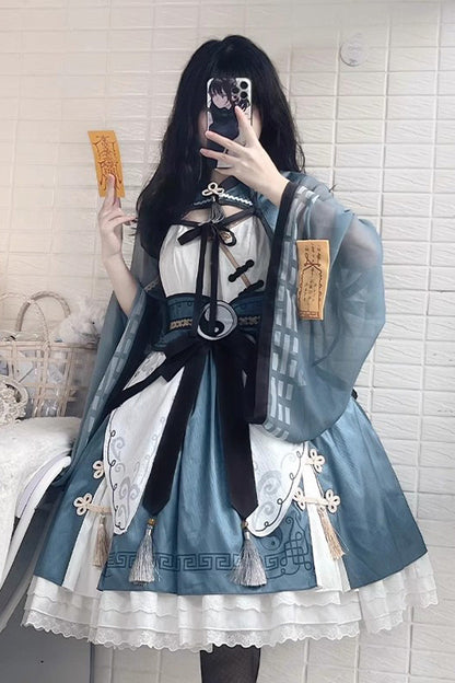 Sweet Lolita JSK - Multi-layer Little Taoist Priest, 2 Colors, Printed, Ruffled - additional product view 6