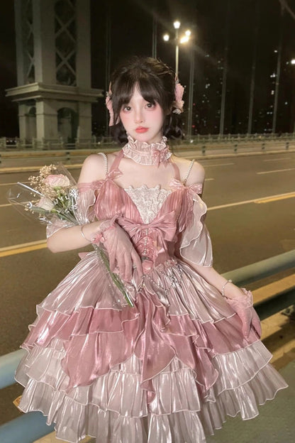 Sweet Lolita JSK - Multi-layer Print Hanayome, Pink, Bow Detail, Printed - additional product view 2
