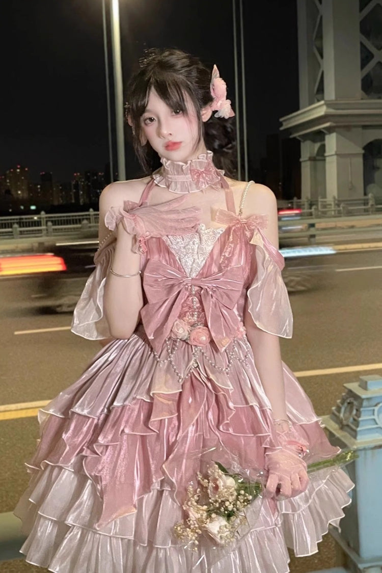 Sweet Lolita JSK - Multi-layer Print Hanayome, Pink, Bow Detail, Printed - additional product view 3