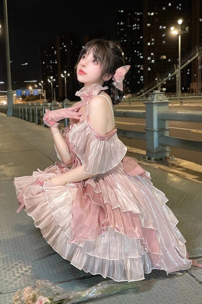 Sweet Lolita JSK - Multi-layer Print Hanayome, Pink, Bow Detail, Printed - additional product view 4