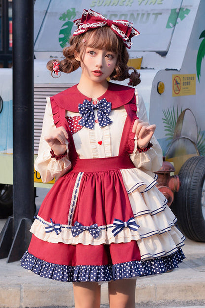 Sweet Lolita JSK - Multi-layer, Red, Ruffled - Kawaii Layering Dress - additional product view 2
