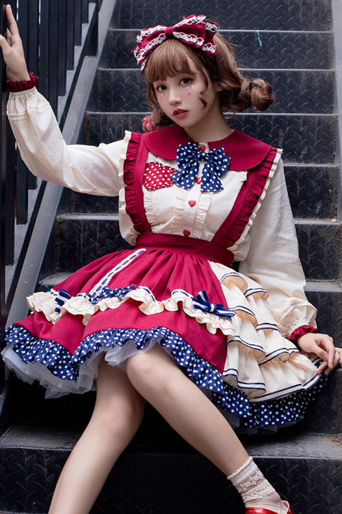 Sweet Lolita JSK - Multi-layer, Red, Ruffled - Kawaii Layering Dress - additional product view 4