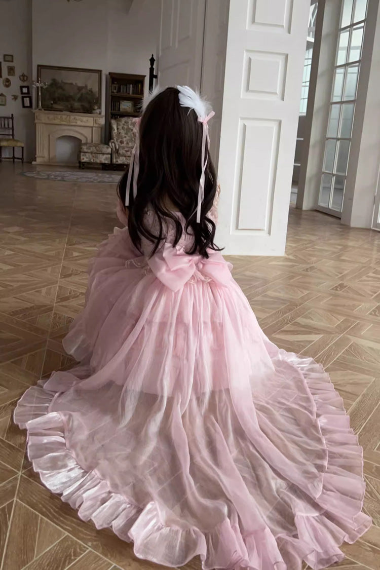 Sweet Lolita JSK - Multi-layer Ruffle Bowknot, Pink, Ruffled, Bow Detail - additional product view 2
