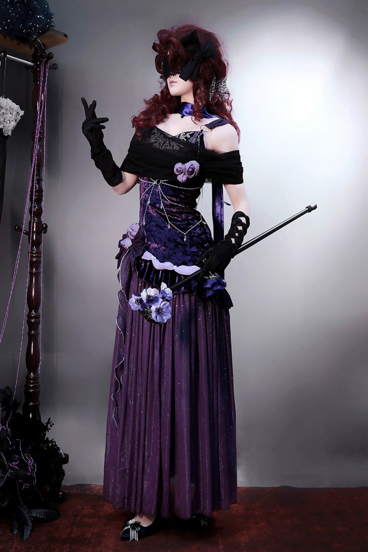 Sweet Lolita JSK - Mysterious Nocturne, Purple, Classic Style, Bow Detail, Lace Trim - additional product view 2