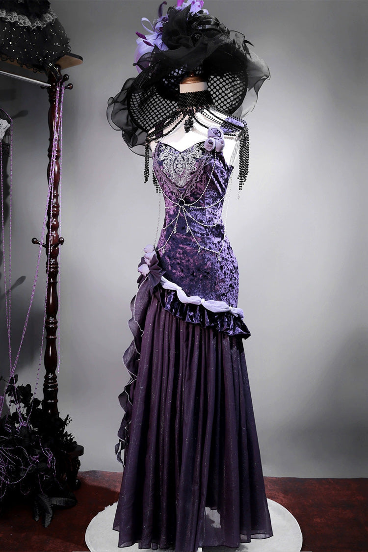 Sweet Lolita JSK - Mysterious Nocturne, Purple, Classic Style, Bow Detail, Lace Trim - additional product view 3