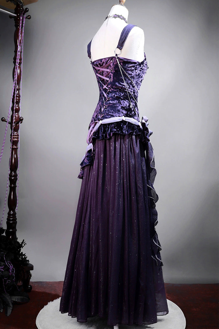 Sweet Lolita JSK - Mysterious Nocturne, Purple, Classic Style, Bow Detail, Lace Trim - additional product view 4