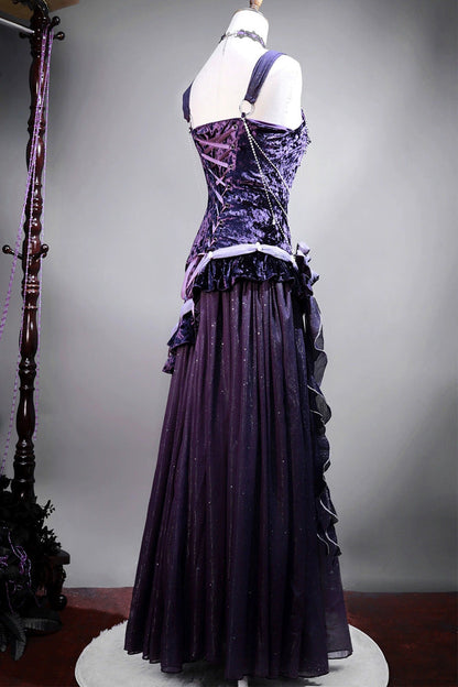 Sweet Lolita JSK - Mysterious Nocturne, Purple, Classic Style, Bow Detail, Lace Trim - additional product view 4