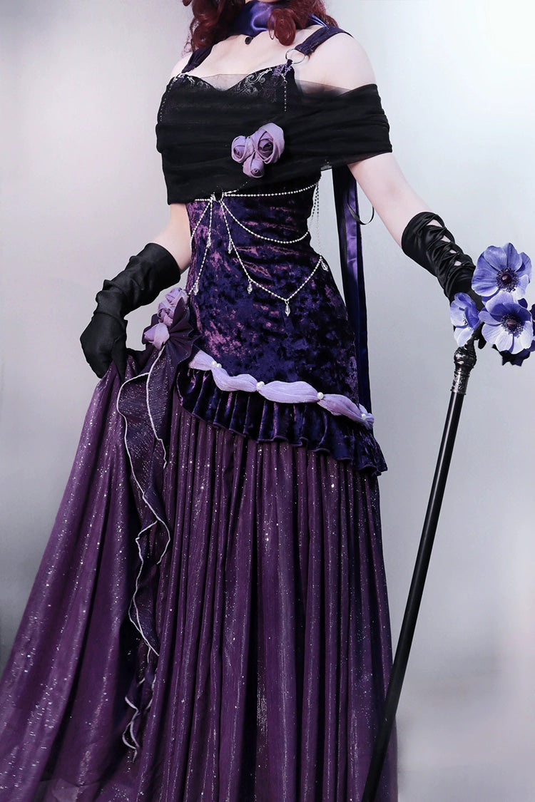 Sweet Lolita JSK - Mysterious Nocturne, Purple, Classic Style, Bow Detail, Lace Trim - additional product view 6