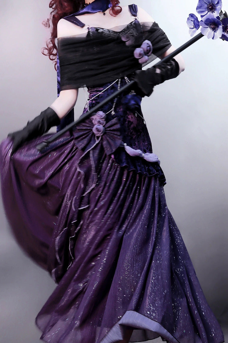 Sweet Lolita JSK - Mysterious Nocturne, Purple, Classic Style, Bow Detail, Lace Trim - additional product view 8