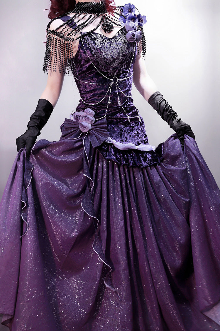 Sweet Lolita JSK - Mysterious Nocturne, Purple, Classic Style, Bow Detail, Lace Trim - additional product view 9