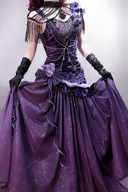 Sweet Lolita JSK - Mysterious Nocturne, Purple, Classic Style, Bow Detail, Lace Trim - additional product view 9