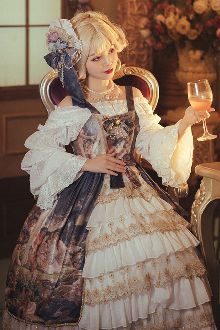 Sweet Lolita JSK - Navy Blue Strapless Night's, Blue, Printed, Classic Style - additional product view 4