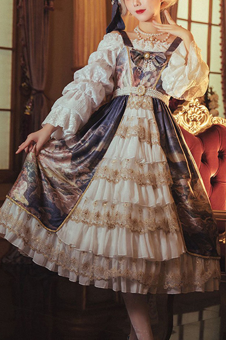 Sweet Lolita JSK - Navy Blue Strapless Night's, Blue, Printed, Classic Style - main product image