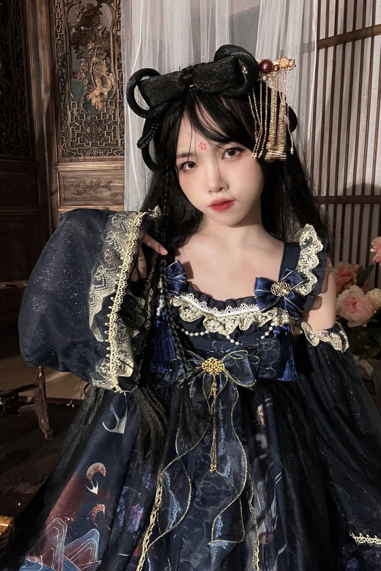 Sweet Lolita JSK - Nine-tailed Fox, 2 Colors, Bow Detail, Ruffled, Printed - additional product view 8