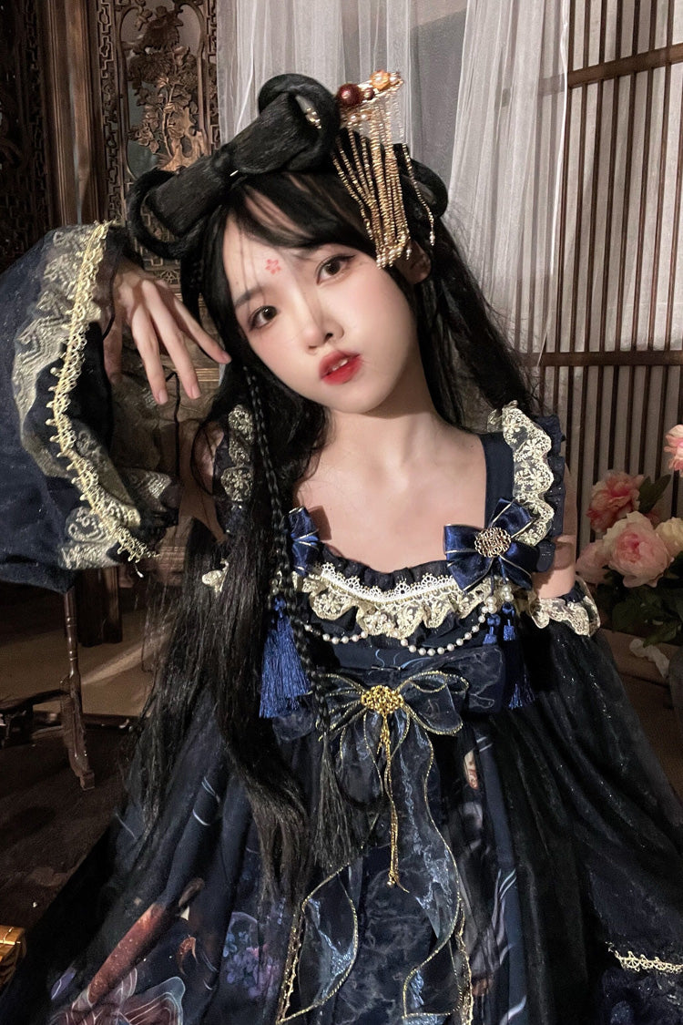 Sweet Lolita JSK - Nine-tailed Fox, 2 Colors, Bow Detail, Ruffled, Printed - additional product view 9
